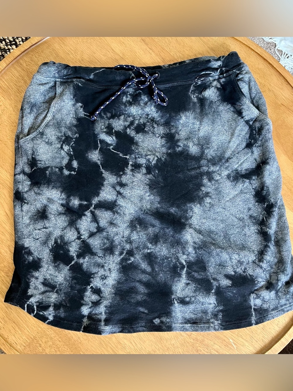 Sundry Tie Dye French Terry Skirt Gray Black Drawstring Pockets USA Size 2